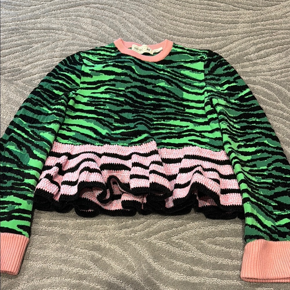 Kenzo H&M Green and Pink Striped Sweater